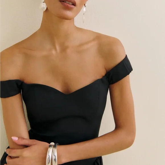 Reformation Monet Linen Dress Black